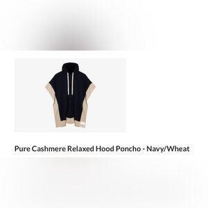 Strathberry Cashmere Relaxed Hooded poncho Navy/Wheat.